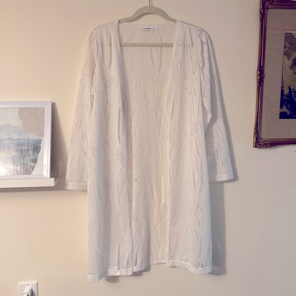 White Tie Up Swim Cover Cut Out Bohemian Beach Cover Up by Krista